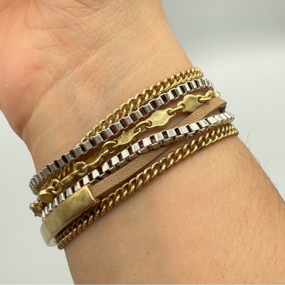 Lucky Brand Lucky Layers Boho Magnetic Cuff Bracelet in Earthtone 7in - Picture 5 of 15